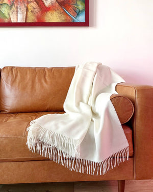 Peruvian Nuna Blanket Off White Qanti Alpaca Wool Blanket