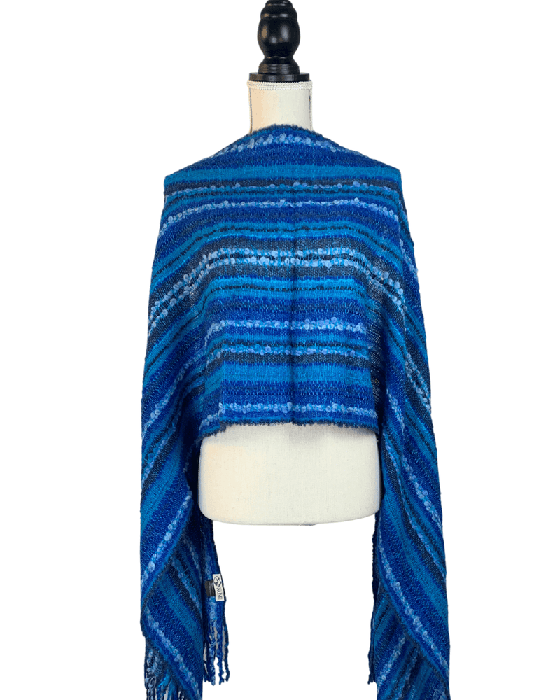 Peruvian Nuna Scarves One Size / Blue Raymi Alpaca Wool Wrap Shawl