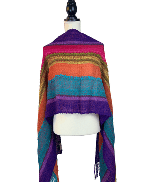 Peruvian Nuna Scarves One Size / Orange Raymi Alpaca Wool Wrap Shawl