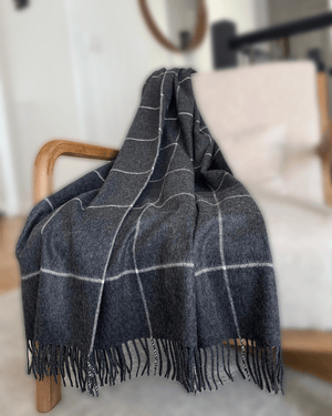 Peruvian Nuna Blankets Gray Qoni Alpaca Check Throw