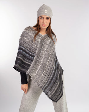 Peruvian Nuna Ponchos Grey Yanaymi Handwoven Alpaca Wool Poncho