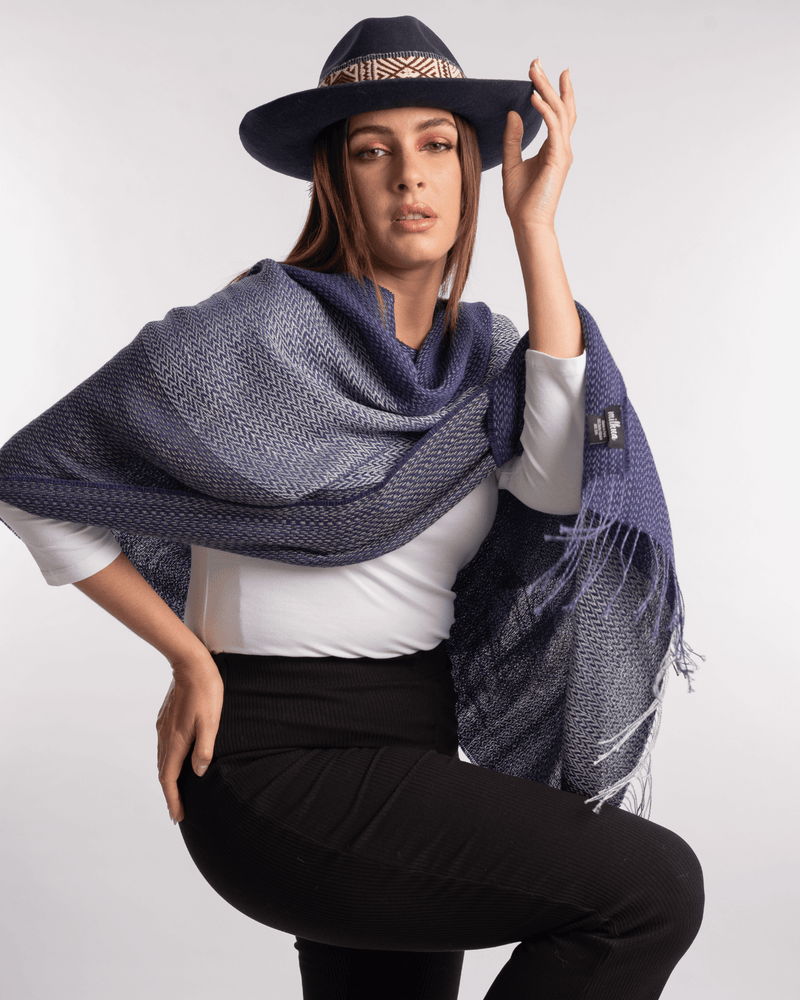 Peruvian Nuna Shawls Purple Urma Alpaca Wool & Silk Shawl