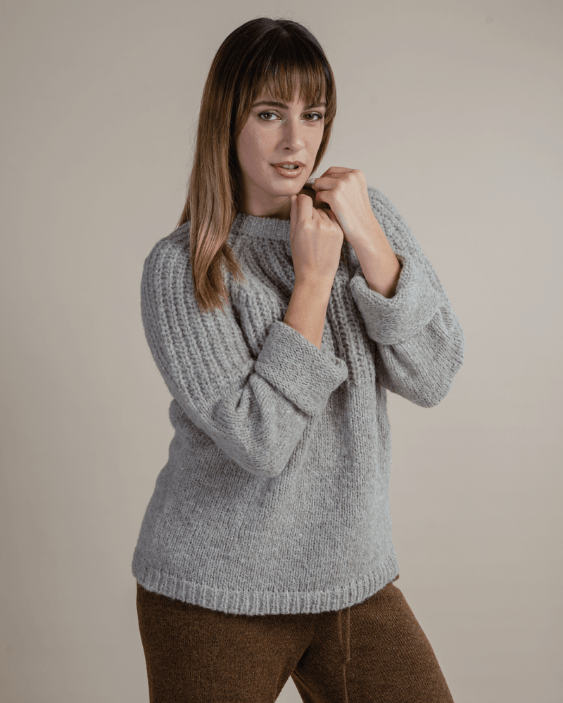 
                
                    Load image into Gallery viewer, Peruvian Nuna Sweater Mismi Crewneck Sweater -Pebble
                
            