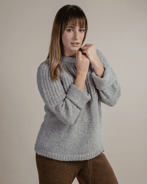Peruvian Nuna Sweater Mismi Crewneck Sweater -Pebble