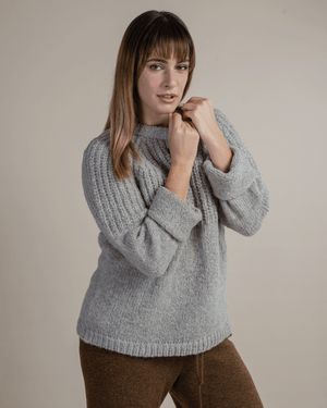 Peruvian Nuna Sweater Mismi Crewneck Sweater -Pebble