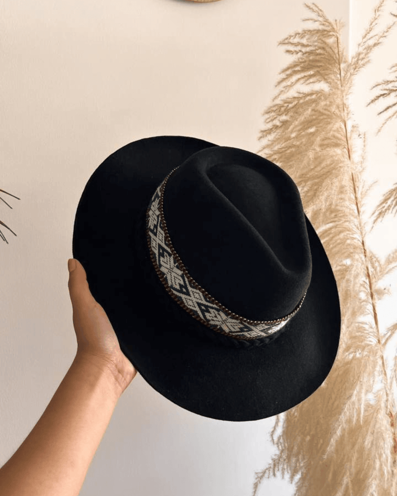 
                
                    Load image into Gallery viewer, Peruvian Nuna Black Western Hat - 58&amp;quot;
                
            