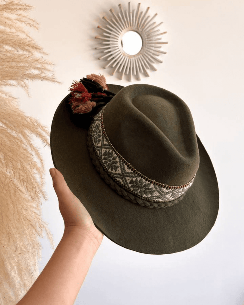 
                
                    Load image into Gallery viewer, Peruvian Nuna Olive Western Hat - Size 56&amp;quot;
                
            