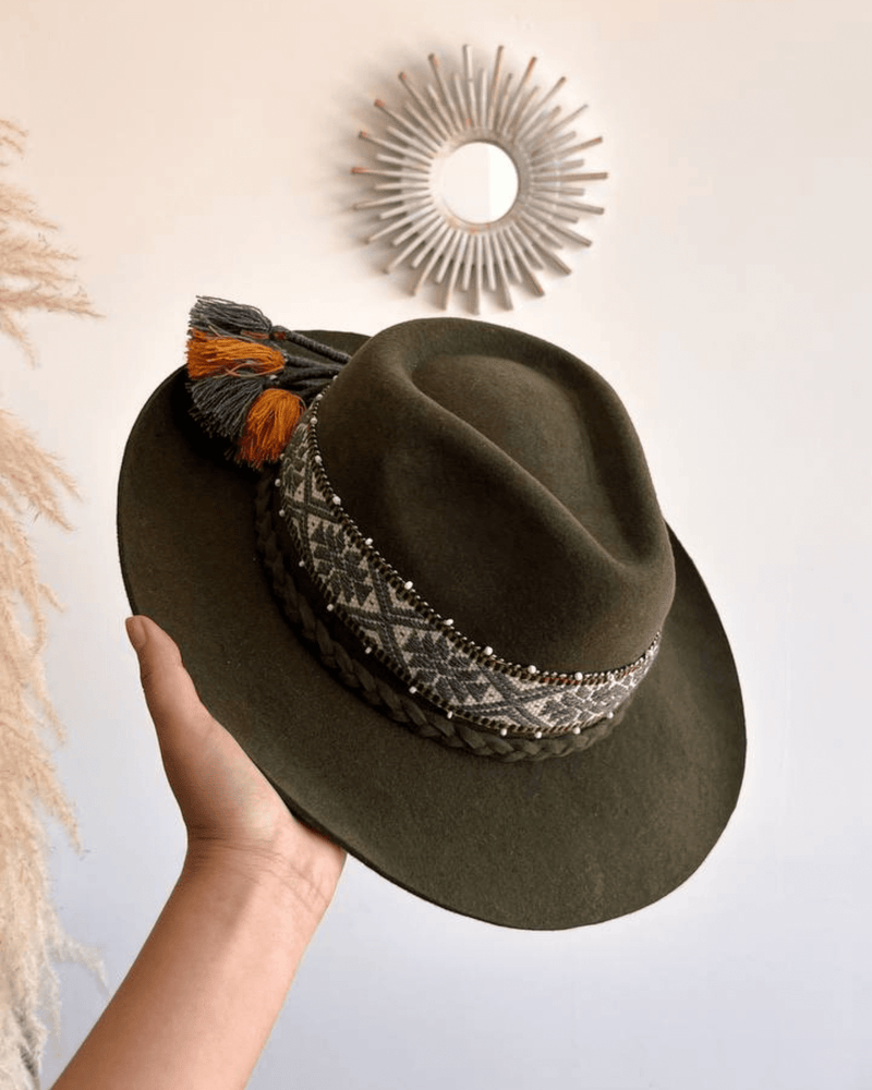 
                
                    Load image into Gallery viewer, Peruvian Nuna Olive Western Hat - Size 56&amp;quot;
                
            