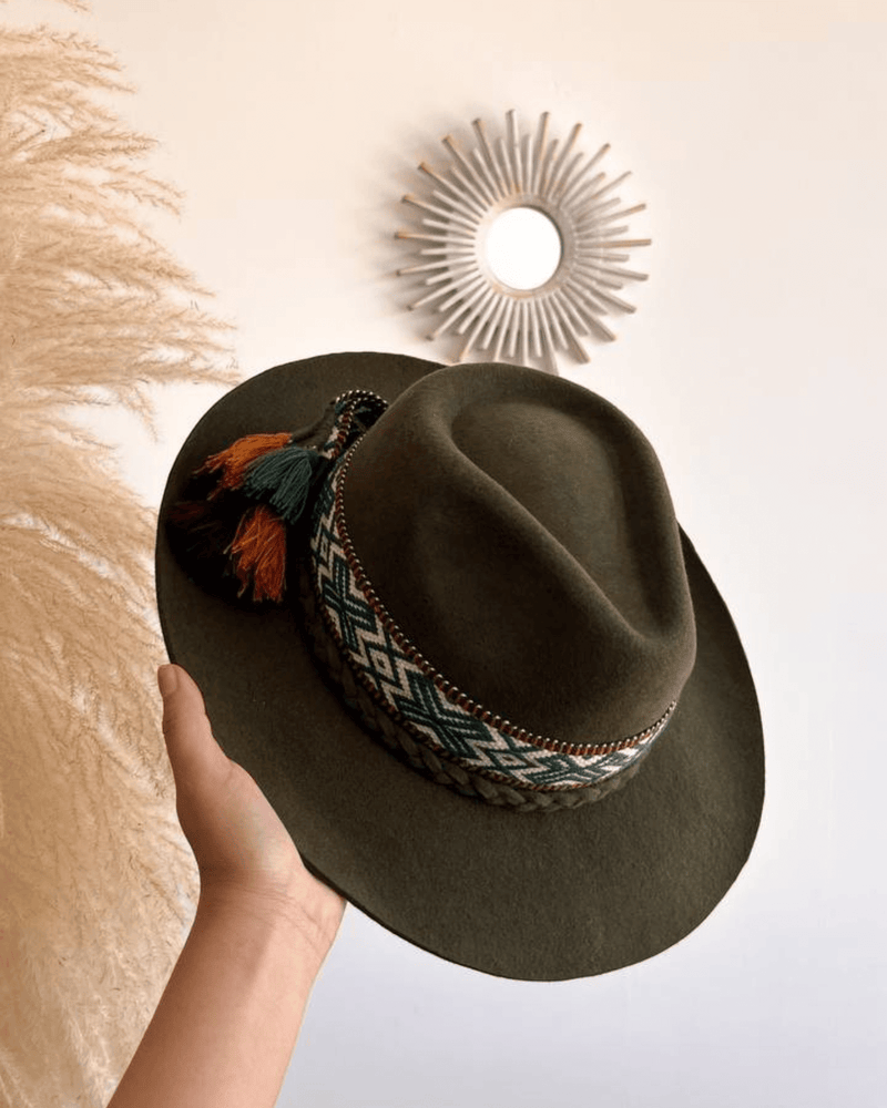 Peruvian Nuna Olive Western Hat - Size 56"