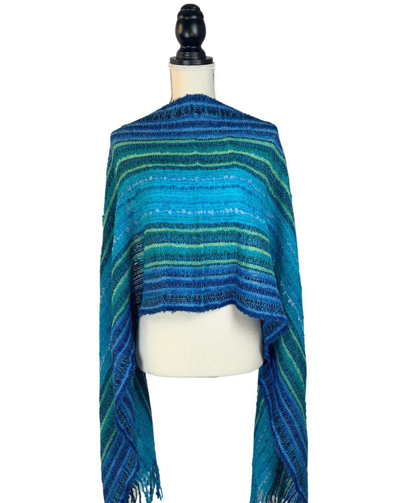 
                
                    Load image into Gallery viewer, Peruvian Nuna Scarves One Size / Turquoise Raymi Alpaca Wool Wrap Shawl
                
            