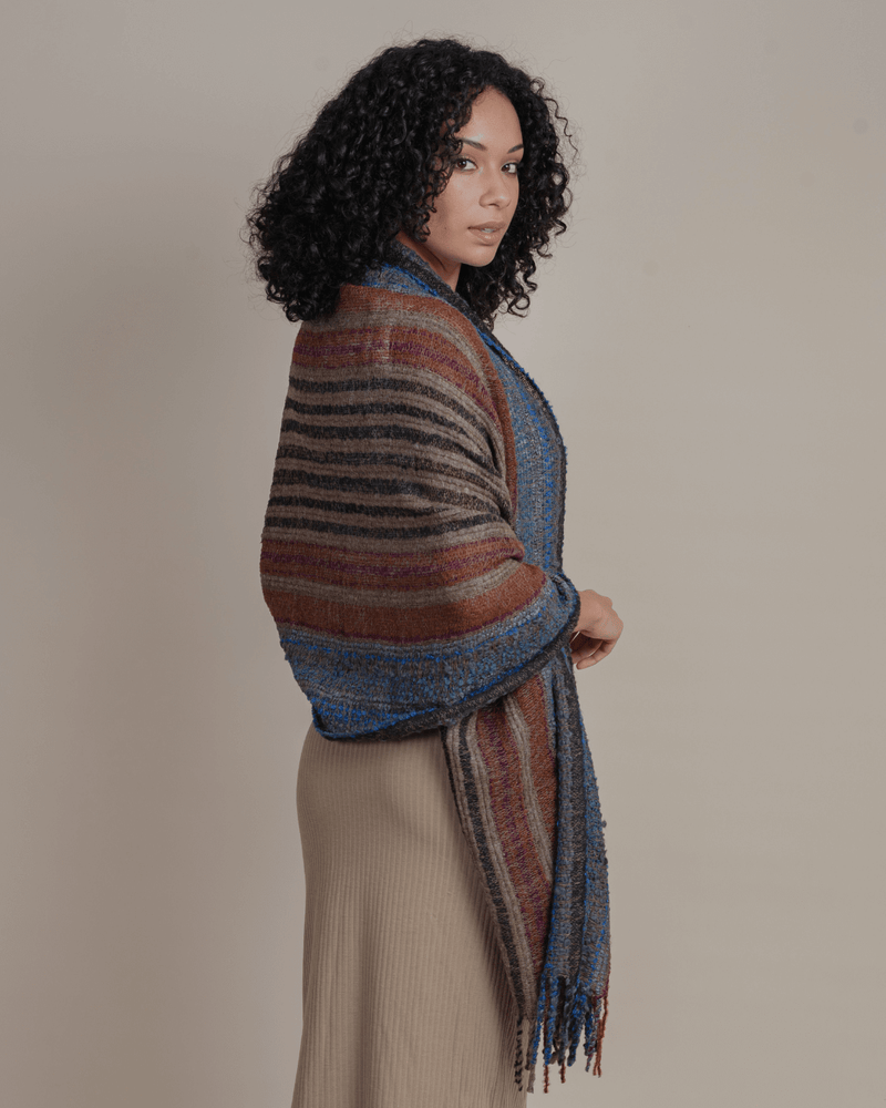 Peruvian Nuna Shawls Brown Ampi Alpaca Wool Shawl