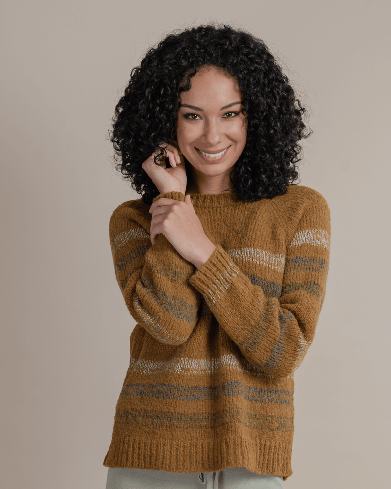Peruvian Nuna Sweaters Allpa Striped Sweater - Camel